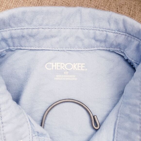 Cherokee Boys Toddler Light Chambray Blue Button Down Shirt Size 4T - Picture 6 of 7